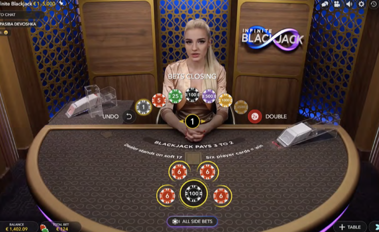 Play Infinite Blackjack at MegaCasino