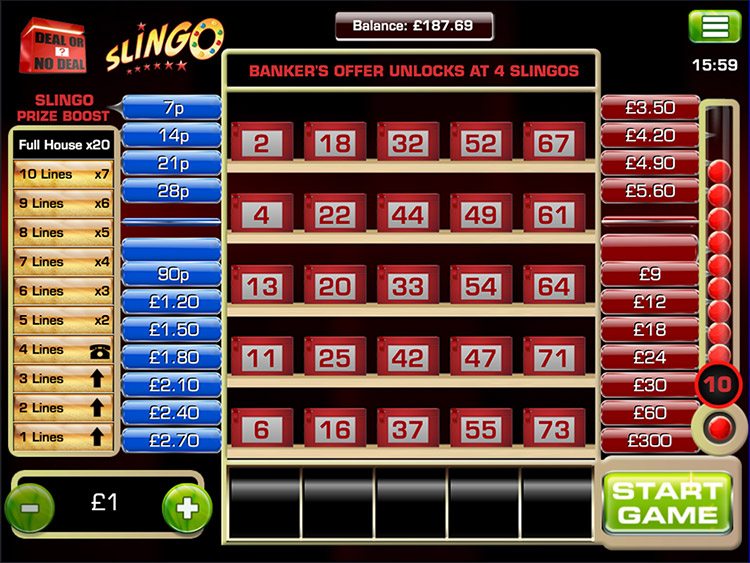 Deal or No Deal Slingo Slots MegaCasino